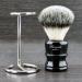 Shaving brush resin black handle and chrome stand