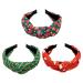 Miaija 3Pieces Christmas Knotted Headbands Red Green Snowflake and Snowman Makeup Headband Elastic Hair Hoop Party Supplies for Women Girls Xmas Hair Accessories