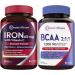 Doctor's Recipes Iron + BCAA Bundle Iron 65 mg with Vitamin C for Absorption & Red Blood Cell Support + 2:1:1 BCAA for Energy Endurance & Faster Recovery Vegan Non-GMO Daily Wellness Pack