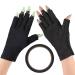 SINOKAME UV Gloves for Gel Nail Lamp | Full Coverage Finger UPF 50+ Protection | Cooling Tech Fabric with Silicone Print | Fingerless Sun UV Gloves for Women (Black) - Buy Online on GoSupps.com