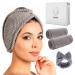 Chillife premium hair turban set i head towel with button i microfiber towel set consisting of 2 microfiber towel and 1 hair band i towel quick drying i turban i adjustable size (gray)