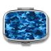 Pill Box Blue Camo Print 2 Compartment Medicine Pill Case Pill Organizer Decorative Metal Portable Pill Box for Pocket Or Purse Style