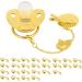 Hyuduo Personalized Golden Baby Pacifier - Curved Design Safe Materials 26 Letters - Essential for Newborns (6-18 Months) with Clips | Shop Now - Buy Online on GoSupps.com