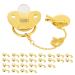 Hyuduo golden baby pacifier personalized curved design 26 letters safe materials healthy bling baby pacifier newborn essentials with clips for 6 to 18 months baby (Q)