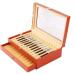 Pen Display case 3-Layer Fountain Pen Display Box 36 Slot Pen Storage Box PU Leather Glass Cover Modern Fashion Fountain Pen Collection Box Display Gifts Available in Two Options (Color : Orange