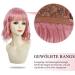 PARXITN Wavy Bob Wig with Bangs - Natural Synthetic Short Curly Hair Wig for Women - F5# Pink - Perfect for All Occasions - Buy Online on GoSupps.com