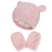 XYIYI Newborn Baby Winter Beanie Hat Mitten Set Infant Toddler Warm Knitted Hat Glove Set for Boys Girls 3-6 Months Pink