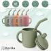 Ezvita Silicone Sippy Cup with Straw | Spill Proof Lid, Anti-Slip Handles | Fun Learning Tumbler for Babies & Toddlers | Freezer, Microwave, Dishwasher Safe - Silver Sage - Buy Online on GoSupps.com