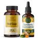 HERBAMAMA Red Sage and Turmeric Kit - Bundle of 1200 mg Red Sage Dan Shen Capsules & Turmeric Curcumin Drops 2 fl oz - Vegan Non-GMO Sugar & Alcohol-Free - 2 Pack