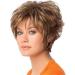 Jier Women's Short Curly Real Hair Wig with Bangs - Natural Light Brown & Blonde Mix - Buy Online on GoSupps.com