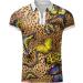 BEUU Mens Leopard Print Zipper Polo Golf Shirt - Summer Short Sleeve Sports Top for Work - Khaki Large - Buy Online on GoSupps.com