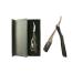 Panther Surgical Professional hairdresser for men stainless steel straight with a blade mustache and beard black / silver -colored