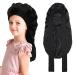 Kids Long Hair Bonnet for Sleeping - Double Layer Girls Elastic Satin Bonnet with Tie Band for Braid Curly Hair(Black)