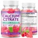 High Absorption Calcium Citrate Gummies 1200mg - Bone & Teeth Support for Adults & Kids Vegan Non-GMO Sugar-Free Gummies Raspberry Flavor 60 Count 1pack