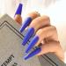 Sethain Matte Ballerina False Nails Blue Pure Fake Nail Long Full Cover Coffin Press on Nails for Women and Girls (Dark Blue)
