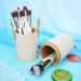 Portable PU Leather Makeup Brush Cup Holder - Travel Cosmetic Organizer - Apricot - Buy Online on GoSupps.com