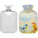 NAANLE Hot Water Bottle with Cover - Watercolor Birds 1L for Pain Relief & Heat Therapy - Transparent Design for Back Hand & Feet - Buy Online on GoSupps.com