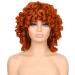 Tereshar Short Curly Wigs for Black Women Afro Curly Wig with Bangs Loose Curly Heat Resistant Synthetic Wigs for Daily Party Use(Ginger Orange)