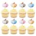 Keaziu 24 Pack Pumpkin Cupcake Toppers Girl Baby Shower Decorations Pumpkin Birthday Decorations Cupcake Picks Pumpkin Gender Reveal Cupcake Toppers Colorful