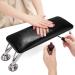 Noverlife Nail Arm Rest Cushion, Microfiber Leather Manicure Hand Rest with Non-slip Pad for Acrylic Nails, Professional Nail Rest Pillow Foot Rest Table for DIY Salon Nail Technician Use - Black Thick Legs - Black