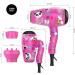 Deogra 1000W Children's Hair Dryer Pink - Portable Mini Hair Dryer for Kids with UK Plug, Dual Voltage for Travel, Includes Concentrator and Diffuser Nozzle - Buy Online on GoSupps.com