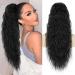 Porsmeer ponytail hair part long 76 cm with cord strain wavy curly curly curly curly lure black natural clip in hair part ponytail art hair hair braid for women afro braid black hair extension 1b#