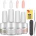 Teerova 5-in-1 Builder-Nagelgel set 4 colors 15 ml structure-based rkunggel set Nagelvergel Ngerunggel set with 100 nail shapes nail shape nail file for nail nail art decoration
