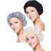 Blulu 3 pieces of sleeping caps Satin hood night headgear sleep soft hair turbans for women and girls 3 pieces (1 pack) black beige silver