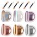 POCKCAT 6 Colors Chrome Nail Powder Set Glitter Metal Mirror Effect Nail Art Design 3D Holographic Ice Aurora Dust Nail Powder White Chrome Nail Art Home DIY with 6 Sponge Sticks