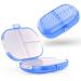 2 Pack Compact Travel Pill Organizer, Small Pill Box with 7 Compartments, Daily Pill Case for Pocket, Portable Medicine Container for Vitamins, Fish Oil, Supplements (Blue)