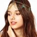 Aneneicera boho layered turquoise head chain gold teardrop hair chain gypsy headgear festival prom wedding hair accessories for women and girls