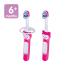 MAM Baby Toothbrushes Set with Brushy The Bear Character | 2 Baby's Brushes, 1 Safety Shield | Interactive App | Girls 6+ Months | Pink - Buy Online on GoSupps.com