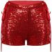 Duohropke Women's Metallic Hot Pants - High Waist Sequin Shorts for Dance Sport & Carnival - XL 02 Red - Buy Online on GoSupps.com