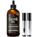 INFINA ESSENTIALS Castor Oil Cold Pressed Unrefined - Natural & Pure Castor Oil Nourishes Hair Skin Nails & Scalp - in Glass Bottle with Mascara Wand & Liner Brush for Eyelashes & Eyebrows - 4 fl oz