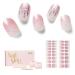 NAILOG Semi Cured Gel Nail Strips 34 pcs Salon-Quality Gel Nail Stickers Long Lasting Nail Wraps for Women with Soft Gel Finish Vintage Print & Silver Glitter (Pink Lane)
