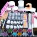 Acrylic Nail Kit Set Professional Acrylic with Everything for Beginner Glitter Acrylic Powder and Liquid Set Manicure Tools False Nail Tips Acrylic nail Supplies for Starter DIY clear, pink, white