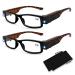 2 Pack Reading Glasses with Light Bright LED Readers with Lights Reading Glasses with Lights in the Frame Lighted Magnifier Nighttime Reader Unisex Clear Vision Compact Full Frame Eyewear Black 2.0 x