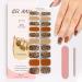 Semi Cured Gel Nail Strips 20 Pcs - Brown Leopard | Salon-Quality Manicure Set | Long Lasting & Easy to Apply/Remove | Includes Nail File & Wooden Cuticle Stick - Buy Online on GoSupps.com