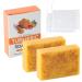 Savon L'acide Kojique au Curcuma Naturel Savon Curcuma Eclaircissant avec un Filet Moussant Turmeric Soap Fait la Main Barre Savon Exfoliante au Curcuma pour Visage et Corp (2x100g)