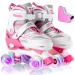 JeeFree 4 Size Adjustable Roller Skates for Girls Boys, Kids Roller Skates with Full Light Up Wheels,Girls Roller Skates for Kids Toddler,Illuminating Purple Pink Blue Roller Skates for Kids Beginners B Pink Small - Little Kids
