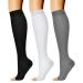 CHARMKING 3 Pairs Open Toe Compression Socks for Women & Men Circulation 15-20 mmHg is Best Support for All Day Wear Small-Medium 03 Black/White/Grey