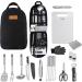 Camping Cookware Storage Bag - Portable Bag for Camping Cooking Utensils Set - Knife, Fork, Spoon, Chopping Board & Chef's Knife - Black - Buy Online on GoSupps.com