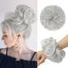 FESHFEN Messy Bun Hair Piece Hair Scrunchies Thick Curly Wavy Hair Piece Synthetic Donut Updo Hairpieces for Women Girls Platinum Grey 55 g (Pack of 1) 55 g (Pack of 1) 60B# Platinum Grey