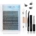Oreola Individual eyelashes manga 144 cluster eyelash set with bond & seal remover eyelash tweezers DIY eyelash extension set artificial eyelashes d curl 8-16 mm mix set-w50