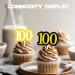 18pcs Black Gold Glitter Dessert Cupcake Pick for Cheer to 100th Years Old Theme Decor Supplies Men Women Happy 100 Birthday Wedding Anniversary Party Decoration - Buy Online on GoSupps.com