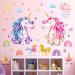 DECOWALL DS-8049 Large Colorful Unicorn Wall Stickers Rainbow Stars Decals for Kids Girls Baby Birthday Bedroom Nursery Living Room Art Home Decor Decoration Removable