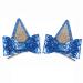 Blue Ears Hair Clips  Glitter Hair Barrettes for Toddler Girls Birthday Decorations Halloween Costume Cosplay Accessories Party Supplies (Blue)