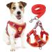Rennaio dog harness no pull adjustable puppy dishes with 2 linen clips ultra comfortable chest harness and leash set for small and medium-sized dogs (red l) red l
