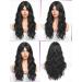 Wokestar Long Black Synthetic Hair Wig with Curtain Fringe for Women - Buy Online on GoSupps.com