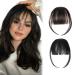 2 pieces Clip in Bangs Air Bangs Thick Bangs Extensions Neat with Temples Clip on Air Bangs Hairpieces Fringe with Temples Hairpieces for Women Curved Bangs for Daily Wear(Brown Black)
